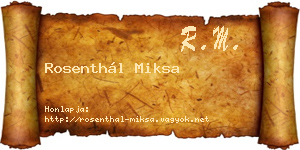 Rosenthál Miksa névjegykártya